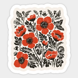 Lino Cut Flowers Sticker